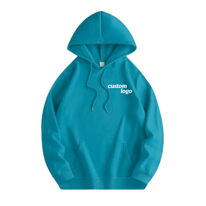 Sweat-shirt à capuche vert pour homme avec logo personnalisé, coupe oversize, décontracté, respirant, en coton tricoté, idéal pour l'automne - Product Image 3