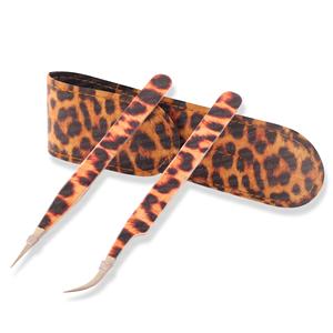 Nouvelle conception d'extension de cils couches minces épaisses de pince à épiler pochette en cuir léopard emballage et logo personnalisés - Product Image 5