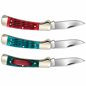 Blue Gold Silver Folding Pocket Knives with Sharp <b>Stainless</b> <b>Steel</b> Blade Decorative Textured Handle Classic Lockback Design Outdo - Product Image 6