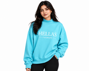 Sweat-shirt oversize à col montant pour femme en mélange de coton brossé avec broderie personnalisée du logo universitaire – Fournisseur en gros - Product Image 1