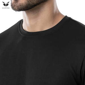 Bon fournisseur, t-shirt de sport pour homme confortable, couleur noire unie, meilleure qualité, service OEM, dernier modèle de t-shirt de sport pour homme. - Product Image 5