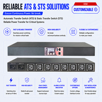 Commutateur de transfert statique (STS) ATS à double alimentation, commutation en 5 ms, IEC C19, 8 prises, temporisation de l'alimentation, SNMP, MQTT, Modbus, Usine intelligente