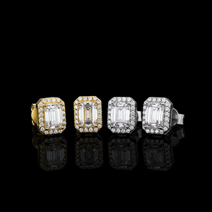 <b>Emerald</b> Cut Diamond <b>Stud</b> Earrings 925 silve Plated Geometric Luxury Bezel Setting Unisex Everyday Wear - Product Image 2