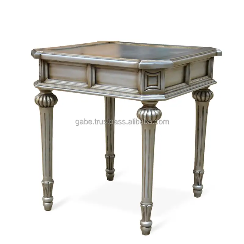طاولة جانبية مع الفضة العتيقة الصقيل اللون خشب متين فرنسا نمط الأثاث