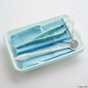 Kit d'instruments dentaires jetables blancs, outils d'examen dentaire manuels, certifiés CE, poignée moletée, Classe I - Product Image 6