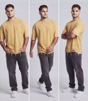 T-shirt vintage déchiré pour homme, coupe classique, manches courtes, en toile de coton épaisse, écologique, couleur unie, style streetwear