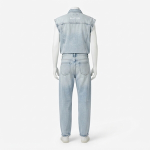 Women Light Blue Denim <b>Shirt</b> And Jeans Set Sleeveless Button <b>Shirt</b> Casual Two Piece Matching Outfit Streetwear Fashion - Product Image 4