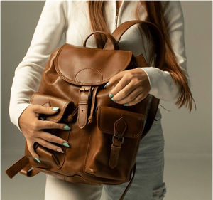 Sac à dos en cuir pour le bureau et les voyages, sac à dos en cuir tendance pour tous les jours, finition lisse, sac à dos en cuir véritable - Product Image 2
