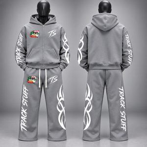 Ensemble de survêtement d'hiver personnalisé Track Stuff, 2 pièces, sweat à capuche zippé et pantalon de jogging, coupe classique, vêtements de sport, polyester/coton, respectueux de l'environnement - Product Image 4