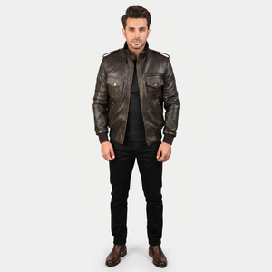 Men's 100% Genuine Leather Varsity <b>Jacket</b> Full Sleeves Street Wear Professional Vintage Style Autumn Breathable - Product Image 1
