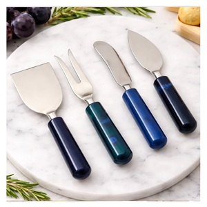 Custom Logo 304 Stainless Steel <b>Cheese</b> <b>Knife</b> <b>Set</b> of 4 Piece With Resin Handle Fork Spreader Heart <b>Knife</b> Wedding Events Tableware - Product Image 1