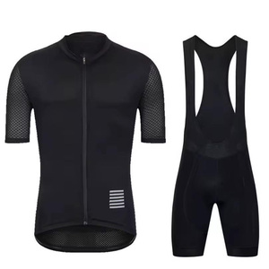 Ensemble maillot et short de cyclisme pour homme, manches courtes, respirant, en maille, avec short à bretelles rembourré en gel, pour l'été, VTT et vélo de route - Product Image 1