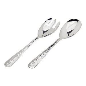 Ensemble de cuillères de service en acier inoxydable, finition miroir, manche à design martelé, design moderne, passe au lave-vaisselle, ustensiles de fête - Product Image 1