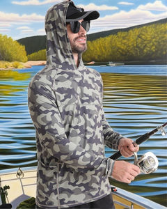 Camisetas de Pesca para Adultos, Impermeables, Antibacterianas, Transpirables, de Spandex y Poliéster, de Secado Rápido, Color Personalizado, Transferencia Térmica - Product Image 2