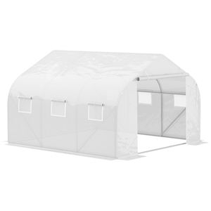 Invernadero Ecológico de 11.5X10X6.5 con Estructura de Acero Blanco, 6 Ventanas Enrollables, Puerta con Cierre y Cubierta de PE - Product Image 1