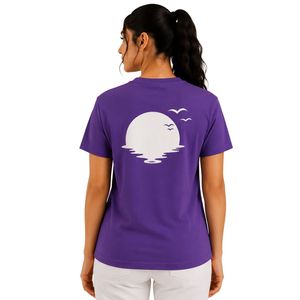 เสื้อยืดผู้หญิงสีม่วงแบบสั่งทำจากโรงงานพร้อมลายกราฟิก พิมพ์ลาย แขนสั้น คอกลม เสื้อลำลอง ผ้าเนื้อนุ่ม แฟชั่นฤดูร้อน - Product Image 2