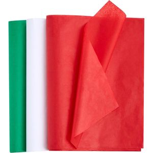 Assortimento di Decorazioni Natalizie, 180 Fogli 50x50 cm, 60 Fogli per Colore (Rosso e Bianco) per Confezionamento Rapido e Facile di Regali Natalizi - Product Image 1