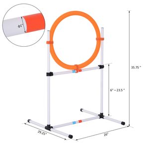 Set di allenamento per agility canina bianco e arancione: anello per salti, cerchio per pneumatici, barra per ostacoli, attrezzatura per velocità, realizzato in resistente materiale PC - Product Image 3
