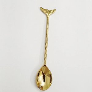 Cuillère à dessert et à thé en laiton doré, artisanale, à manche long, avec motif gaufré et nervures, dernier design, pour mariage, maison et restaurant - Product Image 5