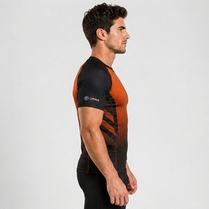 Heat Transfer Printing Short Sleeve <b>Mens</b> Quick Dry Underwear <b>Compression</b> Rush Guard for Workout 2026 Custom Sports Gym OEM - Product Image 4
