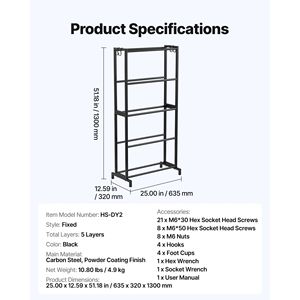 Scaffale di Stoccaggio a 5 Livelli per Filamenti di Stampanti 3D, Unità di Scaffalatura Premium per Filamenti e Bobine di Stampa 3D - Product Image 3