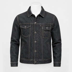 Chaqueta Vaquera de Mezclilla con Lavado Ácido, Corte Ajustado y Ecológica de AGNI INDUSTRY con Logotipo Personalizado para Hombre, con Múltiples Bolsillos, Abrigo Casual de Invierno - Product Image 6