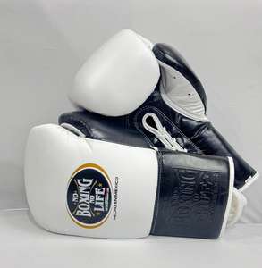 Guantes de Boxeo Profesionales No Boxing Noo Life, de Cuero Vacuno con Cordones, Acolchado Grueso de 4 Capas, Protección Completa para los Dedos, Absorción de Humedad - Product Image 1