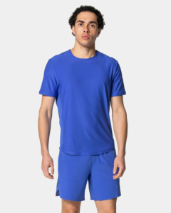Camiseta de Cuello Redondo Azul Sólido para Hombre, Corte Regular, Manga Corta, Ropa Deportiva, ODM, 220 Gramos, Transpirable, Antipilling, Estilo Urbano - Product Image 1