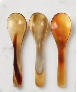 Ensemble de cuillères artisanales à grande tête de corne et petite poignée, polies à la main, pour salade, ustensiles de cuisine, vaisselle de table et hôtellerie - Product Image 1