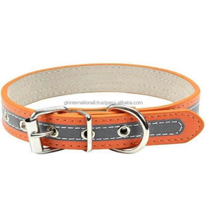 Venta al por mayor de fábrica, collar de cuero genuino para perros y mascotas con correas impermeables reflectantes recubiertas de PVC y hebilla de pasador de rodillo ajustable - Product Image 1