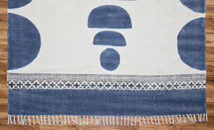 Blue White Rectangle <b>Runner</b> <b>Rug</b> Geometric Design Hand Woven Cotton Eco-Friendly Pet Friendly Customizable Size Boho 3x10 - Product Image 6