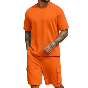 Ensemble short personnalisé avec logo pour homme, vêtements décontractés respirants, 100% coton pur, couleur et taille personnalisées, pour usage extérieur. - Product Image 5