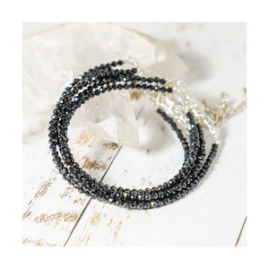 Elegante Tobillera de Cristal de Turmalina Negra Facetada de Grado AAA, Longitud Ajustable, Unisex, Ligera, Versátil, Joyería de Moda - Product Image 1