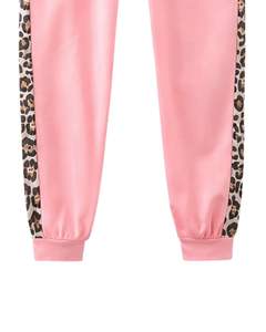 Ensemble sweat à capuche et pantalon de jogging pour femme, motif léopard rose, en polaire, avec pantalon assorti, tenue décontractée d'hiver - Product Image 6