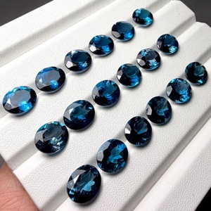 Topaze bleue de Londres naturelle, taille ovale facettée 14 mm, pierre précieuse fine pour la fabrication de bijoux, vente en gros - Product Image 2
