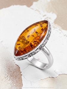 Anillos de Boda de Alta Calidad, Estilo Vintage, de Latón Natural con Baño de Plata y Ámbar, Hechos a Mano por Terceros - Product Image 3