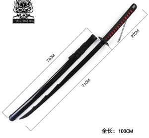Katana japonaise noire de 100 cm avec fourreau, accessoire de cosplay anime - Product Image 1