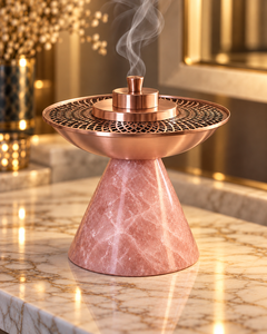 Quemador de incienso de resina de lujo con cono, cuenco árabe de acero inoxidable Jali, moderno soporte para incienso Oud para el hogar islámico - Product Image 2