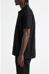 Chemise noire à manches courtes en tissu éponge pour homme, motif imprimé, tricotée, formelle, anti-plis, respirante - Product Image 3