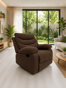 Sillón Reclinable Moderno de Tela Color Chocolate, Sillón Individual con Reposapiés para Sala de Estar, Hotel, Villa u Oficina - Product Image 2