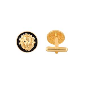Boutons de manchette de luxe plaqués or tête de lion pour hommes, émail noir, accessoires de chemise formelle, cadeau de mariage ou d'affaires, boutons de manchette de créateur - Product Image 4