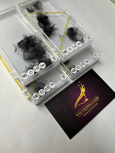 Extensiones de Cabello Sintético Hechas a Mano en Fábrica Profesional, Grosor de 0.03-0.05mm, Volumen 10D, Curvatura CC/DD/M/L, Pre-fabricadas, Color Negro Mate - Product Image 6