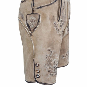 Shorts en cuir bavarois classiques pour hommes, vêtements traditionnels Trachten, pantalon en cuir brodé avec ajustement réglable - Product Image 4