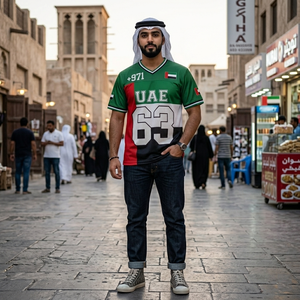 เสื้อฟุตบอล UAE แบบยูนิเซ็กซ์ คอวี แขนสั้น ระบายอากาศได้ดี ซับเหงื่อ ผลิตจากโพลีเอสเตอร์ 100% เหมาะสำหรับทุกฤดูกาล - Product Image 2
