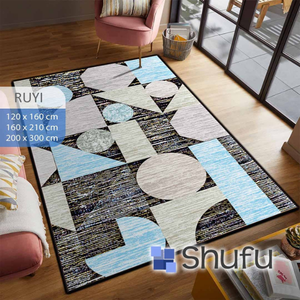 พรมลายโมเดิร์นแบบนามธรรม Shufu ขายส่ง ผลิตจากผ้าฟลานเนลที่เป็นมิตรกับสิ่งแวดล้อม ขอบกันลื่น ทนทาน เหมาะสำหรับใช้ในบ้าน - Product Image 4