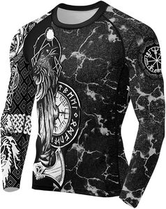 Custom Printed Long Sleeve Rash Guard <b>Compression</b> <b>Shirt</b> <b>for</b> <b>Men</b> with Norse Mythology Design Full Sleeve Quick Dry Fitness Top - Product Image 5