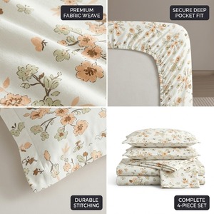 Juego de Ropa de Cama de Microfibra Ultra Suave con Estampado Floral, 4 Piezas con 2 Fundas de Almohada, Personalizado al por Mayor - Product Image 2
