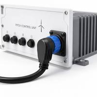 Connecteur étanche M23 IP67 hybride 2+13 broches pour câble de contrôle de pas d'aubes d'éolienne, 90 degrés