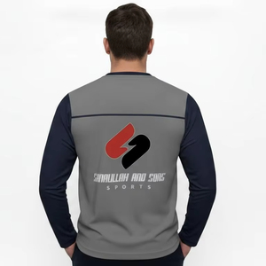 T-shirt personnalisé à manches longues, t-shirt de sport respirant en coton, vêtements de sport pour hommes - Product Image 5