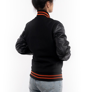 Customizable Women's College Varsity Jackets Quilted Breathable Cropped Slim Wool Letterman Black Embroidery Oversized Sheep - Product Image 3